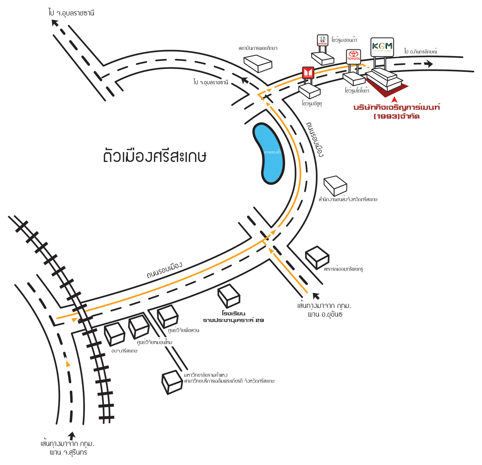 แผนที่เส้นทางมาบริษัท กิจเจริญการ์เมนท์