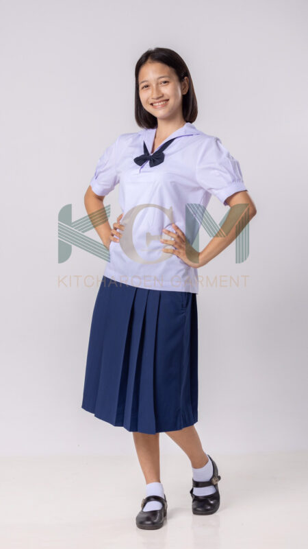 เสื้อปกทหารเรือ+กระโปรง 6 จีบ